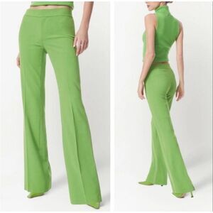 Alice + Olivia Livi Flared Green Trouser Pants in Parrot Size 2 NWT